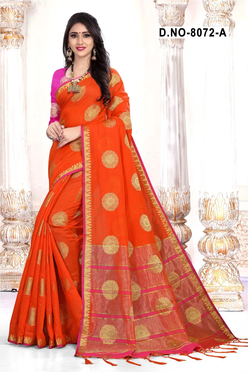 Haytee Aavran 8072 Handloom Designer Cotton Silk Saree Collection